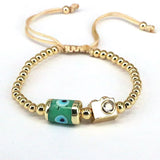 5Pcs Lucky Eyes Lampwork Charm Bracelet Zirconia 18k Plated Bead Bracelets