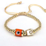 5Pcs Lucky Eyes Lampwork Charm Bracelet Zirconia 18k Plated Bead Bracelets