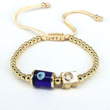 5Pcs Lucky Eyes Lampwork Charm Bracelet Zirconia 18k Plated Bead Bracelets
