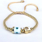 5Pcs Lucky Eyes Lampwork Charm Bracelet Zirconia 18k Plated Bead Bracelets