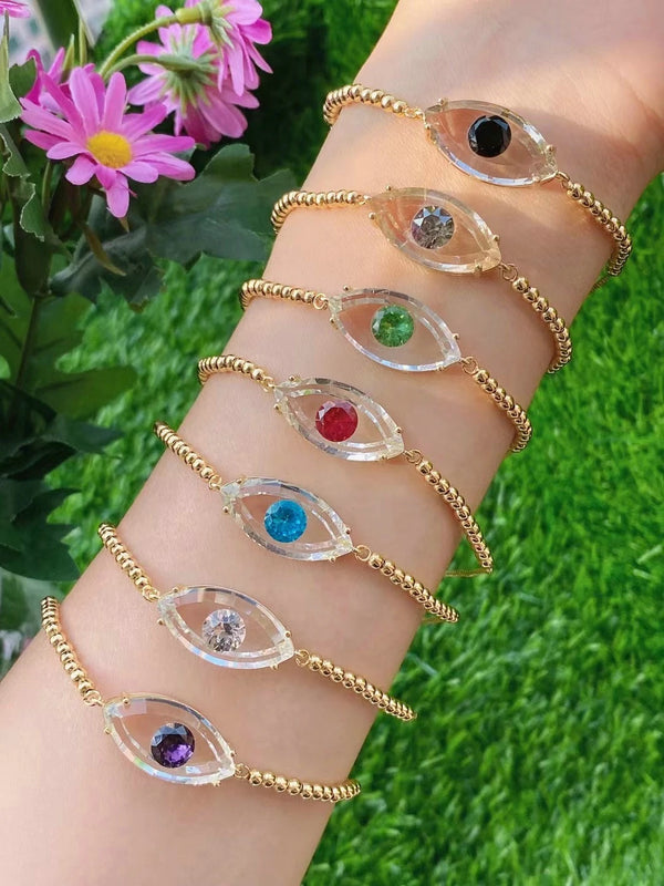5Pcs Colorful Eyes Charm Jewelry Finding Bracelet