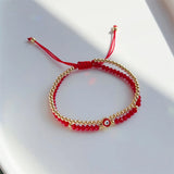 5Pcs Evil Eye Bracelet Red Crystal Beaded For Girl