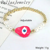 5Pcs Pearl Shell Bracelet Enamel Eye Jewelry