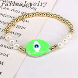 5Pcs Pearl Shell Bracelet Enamel Eye Jewelry