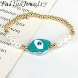 5Pcs Pearl Shell Bracelet Enamel Eye Jewelry