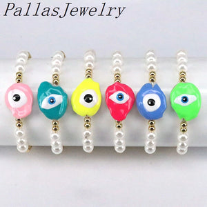 5Pcs Pearl Shell Bracelet Enamel Eye Jewelry