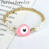 5Pcs Pearl Shell Bracelet Enamel Eye Jewelry