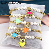 5Pcs Enamel Tiny Animal Charm Bead Bracelets for Women