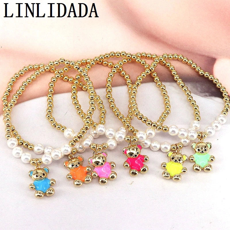 5Pcs Enamel Tiny Animal Charm Bead Bracelets for Women