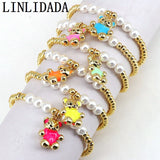 5Pcs Enamel Tiny Animal Charm Bead Bracelets for Women