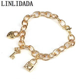 5Pcs Geometric Metal Pendant Bracelet for Women Charm Bracelet
