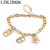 5Pcs Geometric Metal Pendant Bracelet for Women Charm Bracelet