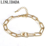 5Pcs Geometric Metal Pendant Bracelet for Women Charm Bracelet