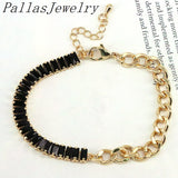 Plated CZ Tennis Paperclip Bracelet - Women