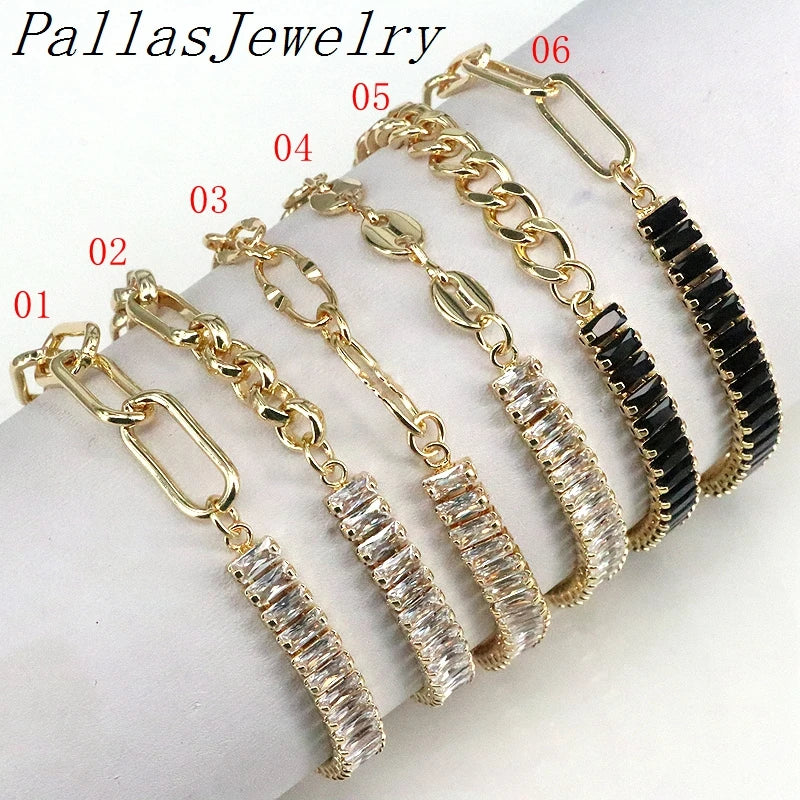 Plated CZ Tennis Paperclip Bracelet - Women
