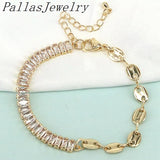 Plated CZ Tennis Paperclip Bracelet - Women