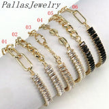Plated CZ Tennis Paperclip Bracelet - Women