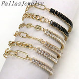 Plated CZ Tennis Paperclip Bracelet - Women