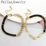 Plated CZ Tennis Paperclip Bracelet - Women