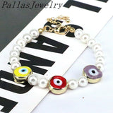 5Pcs Lucky Lampwork Eye & Shell Pearl Beaded Bracelet Girl Party Gift