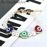 5Pcs Lucky Lampwork Eye & Shell Pearl Beaded Bracelet Girl Party Gift