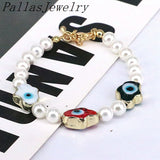 5Pcs Lucky Lampwork Eye & Shell Pearl Beaded Bracelet Girl Party Gift