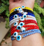 5Pcs Colorful Crystal Evil Eyes Bracelet for Girls