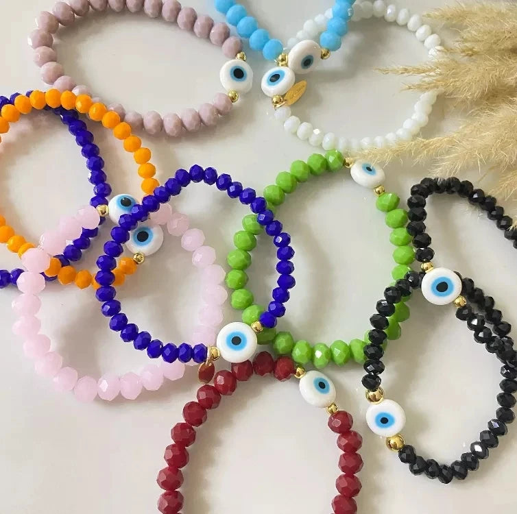 5Pcs Colorful Crystal Evil Eyes Bracelet for Girls