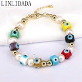 5Pcs Pearl Beaded Bracelets for Women Lampwork Eye Beads Eyes Bracelet