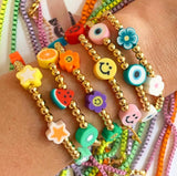 5Pcs Colorful Fruit Happy Face Boho Bracelet with Polymer Beads