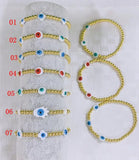 5Pcs Plated Beads Beaded Bracelet Handmade Eye Hamsa Hand Shell Stretch Charm