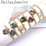 5Pcs Zircon Animal Bear Bracelets 18K Plated Ball Bead Bracelet