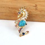 Opal Stone Seahorse Pendant Necklace Gift