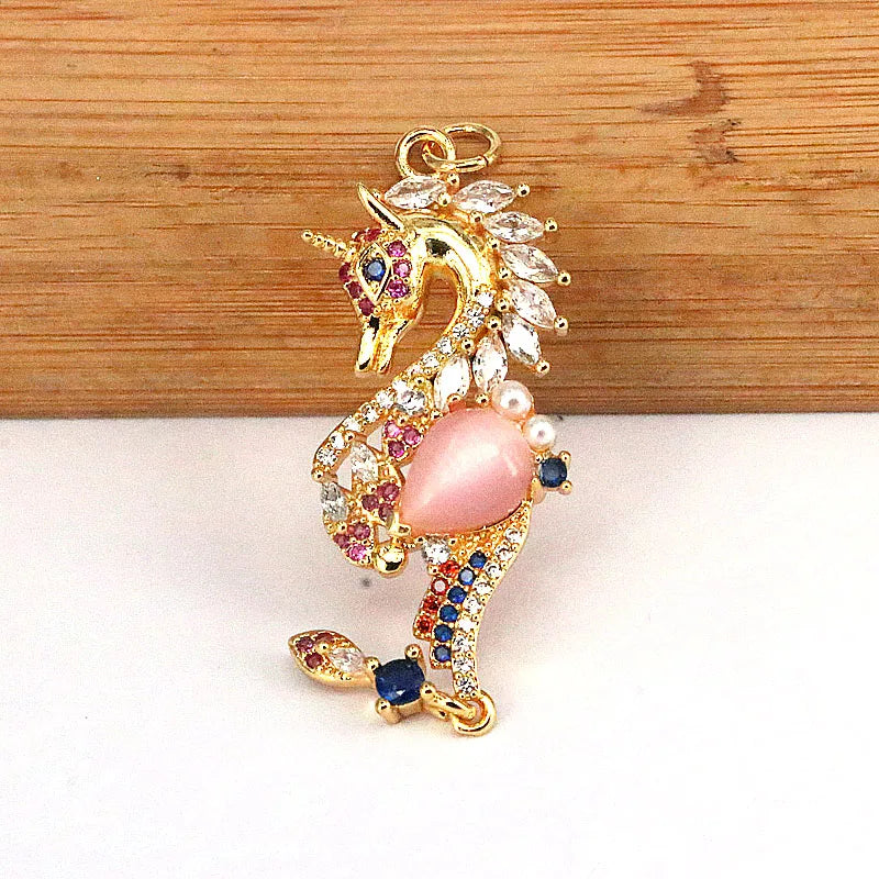 Opal Stone Seahorse Pendant Necklace Gift