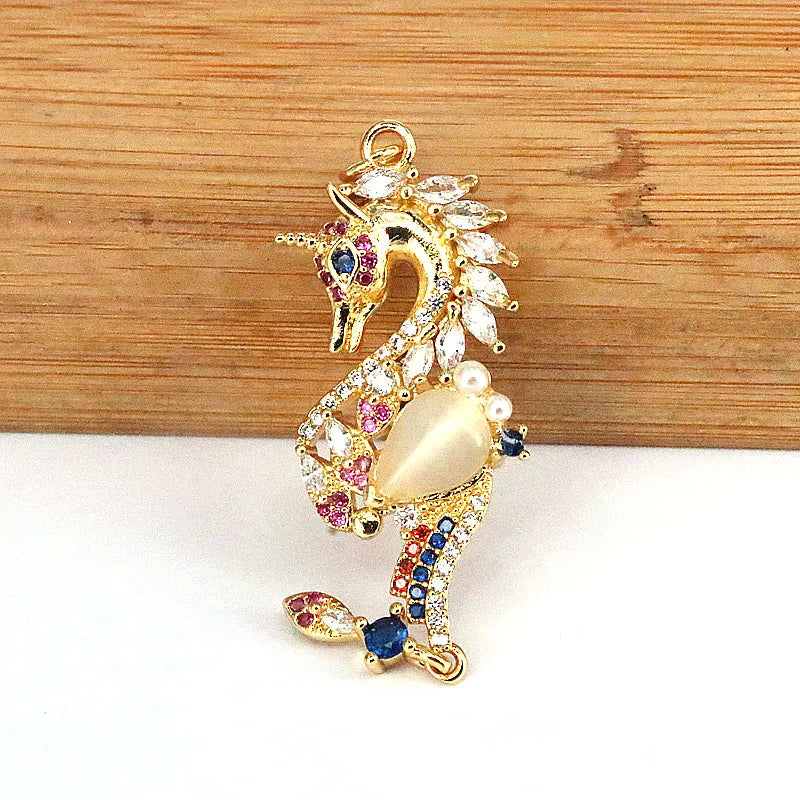 Opal Stone Seahorse Pendant Necklace Gift
