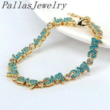 Plated Oil Drop Heart Bracelet Micro Pave Zircon Letter Bracelet