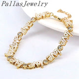 Plated Oil Drop Heart Bracelet Micro Pave Zircon Letter Bracelet