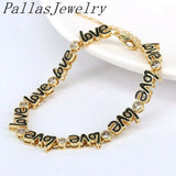Plated Oil Drop Heart Bracelet Micro Pave Zircon Letter Bracelet