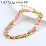 Plated Oil Drop Heart Bracelet Micro Pave Zircon Letter Bracelet