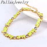 Plated Oil Drop Heart Bracelet Micro Pave Zircon Letter Bracelet