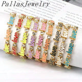 Plated Oil Drop Heart Bracelet Micro Pave Zircon Letter Bracelet