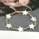 5Pcs Shell Heart Star Charm Bracelet Plated Beaded Ladies Jewelry