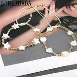 5Pcs Shell Heart Star Charm Bracelet Plated Beaded Ladies Jewelry