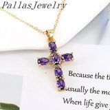5Pcs Colorful CZ Cross Pendant Choker Chain Necklace Hip-Hop Jewelry Men Women