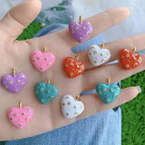 Colorful CZ Heart Pendant Necklace Enamel Chain Jewelry