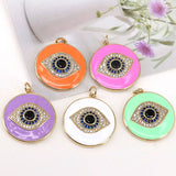 5Pcs Enamel Round Pendant Evil Eyes Necklace
