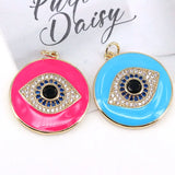 5Pcs Enamel Round Pendant Evil Eyes Necklace