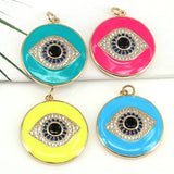 5Pcs Enamel Round Pendant Evil Eyes Necklace