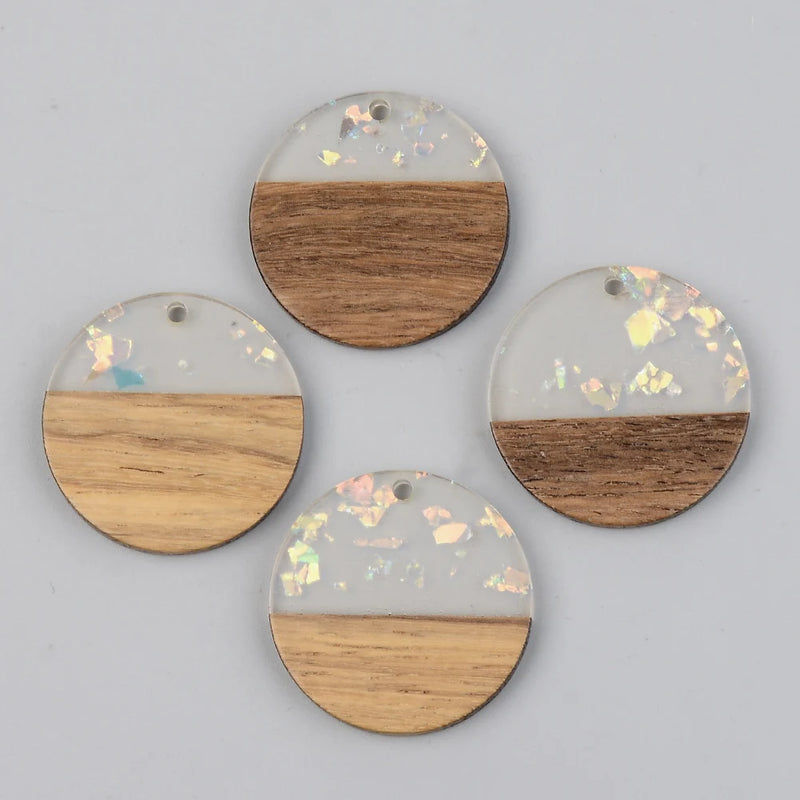 5Pcs Resin Wood Pendants Charms for DIY Jewelry Making