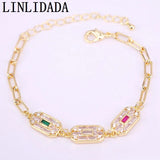 5Pcs Clear CZ Micro Pave Link Chain Bracelets Woman Jewelry